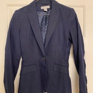 H&M Size 2 Dark Navy Linen Blazer